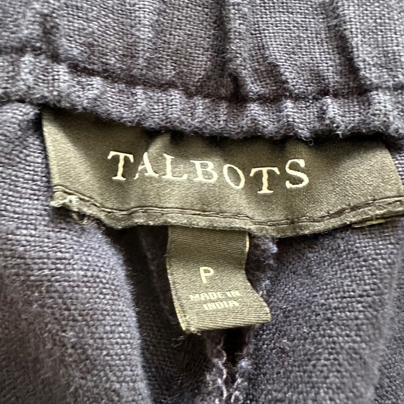 Talbots 100% Linen Navy Blue Elastic Waist Tie Pull On Shorts Women's Size P - Picture 3 of 9